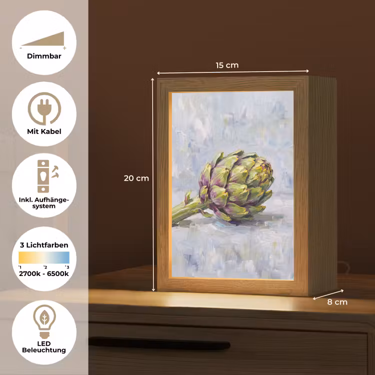 Tischlampe - Essen – Artischocke – Modern - Eten - Artisjok - Modern Light Box met kabel (Tafellamp) klein