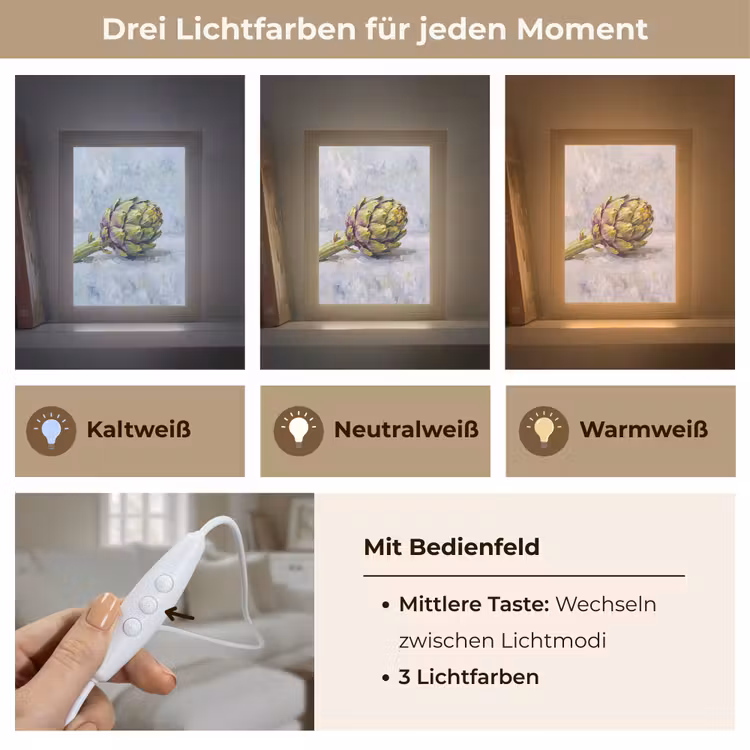 Tischlampe - Essen – Artischocke – Modern - Eten - Artisjok - Modern Light Box met kabel (Tafellamp) klein