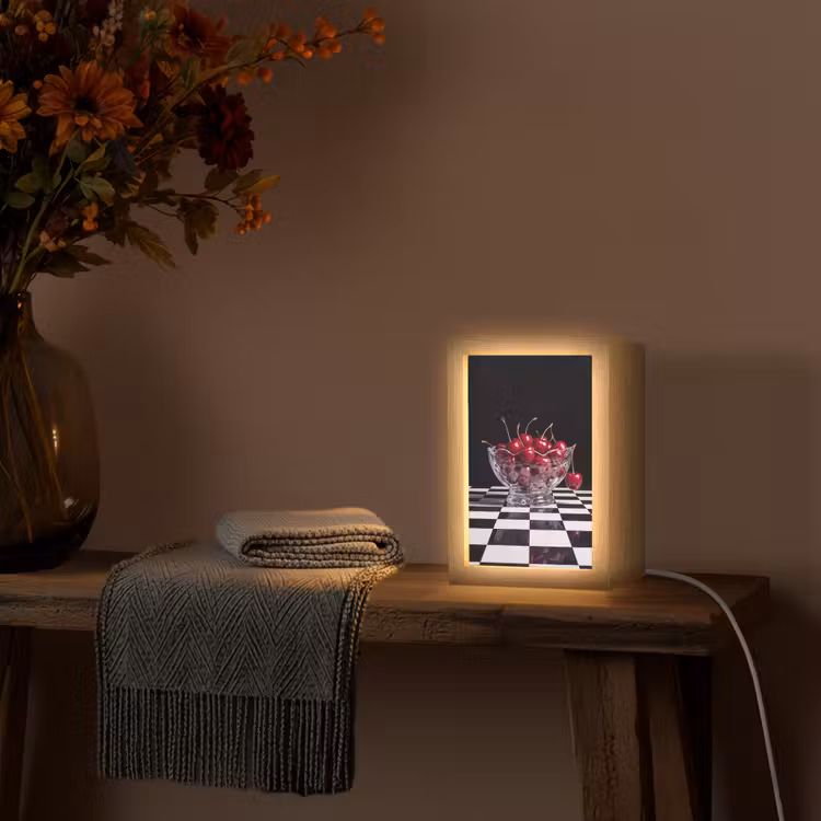 Tischlampe - Essen – Kirschen – Rot - Eten - Kersen - Rood Light Box met kabel (Tafellamp) klein