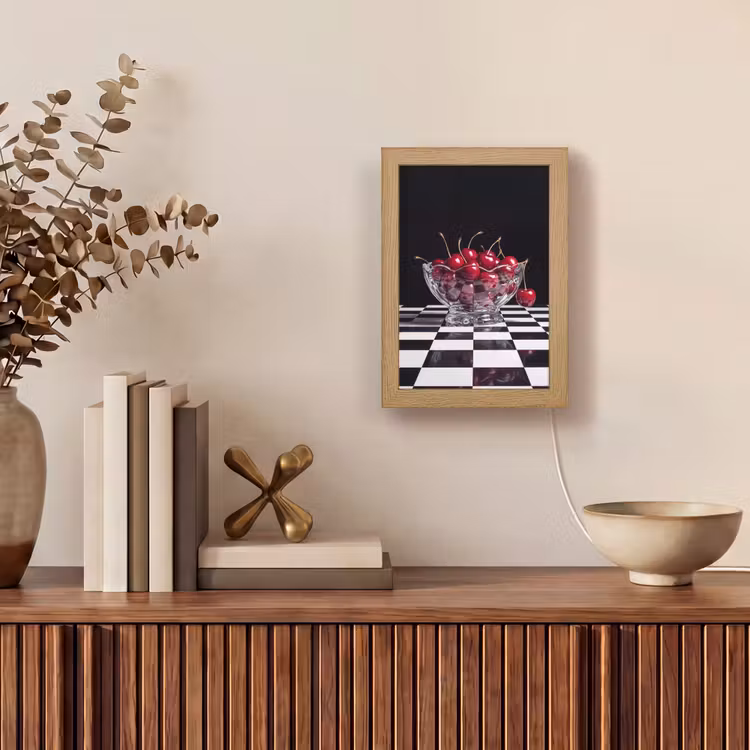 Tischlampe - Essen – Kirschen – Rot - Eten - Kersen - Rood Light Box met kabel (Tafellamp) klein