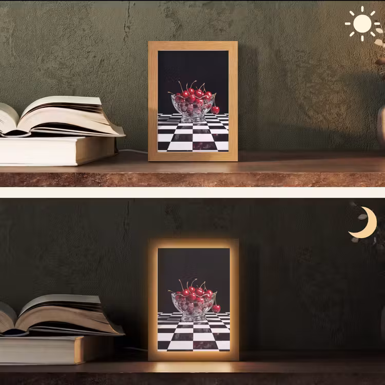 Tischlampe - Essen – Kirschen – Rot - Eten - Kersen - Rood Light Box met kabel (Tafellamp) klein