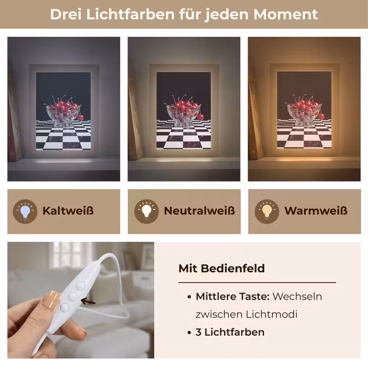 Tischlampe - Essen – Kirschen – Rot - Eten - Kersen - Rood Light Box met kabel (Tafellamp) klein