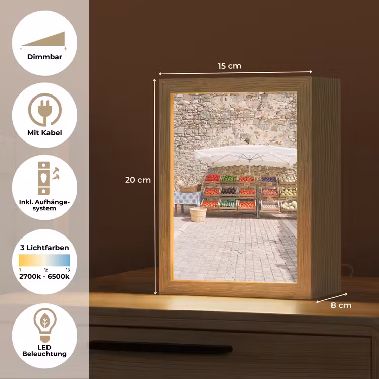 Tischlampe - Essen – Markt – Frisch - Eten - Markt - Vers Light Box met kabel (Tafellamp) klein