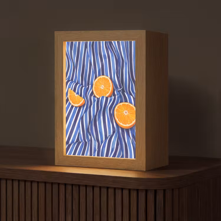 Tischlampe - Essen – Obst – Orange - Eten - Fruit - Oranje Light Box met kabel (Tafellamp) klein