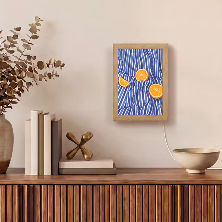Tischlampe - Essen – Obst – Orange - Eten - Fruit - Oranje Light Box met kabel (Tafellamp) klein