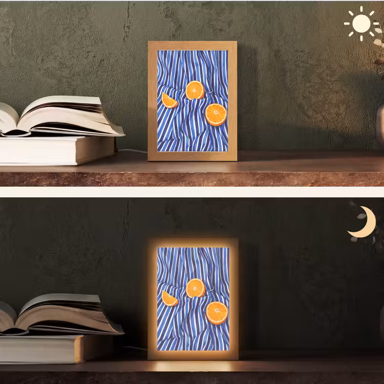 Tischlampe - Essen – Obst – Orange - Eten - Fruit - Oranje Light Box met kabel (Tafellamp) klein