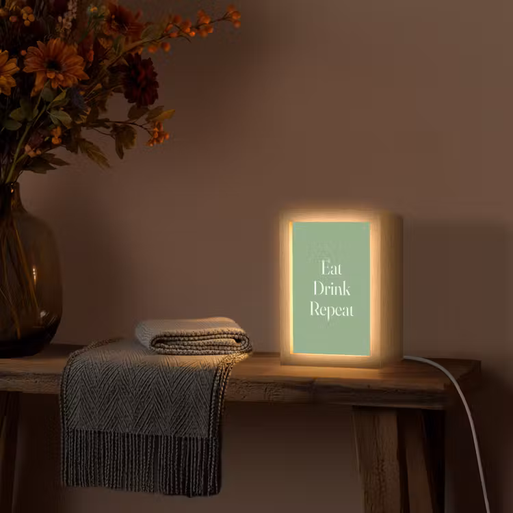 Eten - Drinken - Tekst - Mintgroen Light Box met kabel (Tafellamp) klein -sfeer4