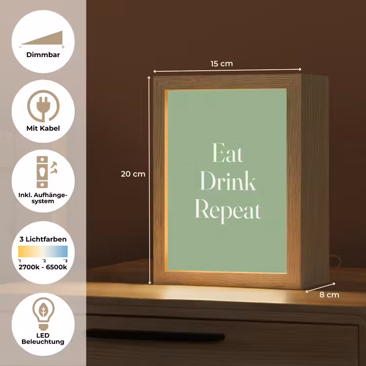 Eten - Drinken - Tekst - Mintgroen Light Box met kabel (Tafellamp) klein -USP_DE