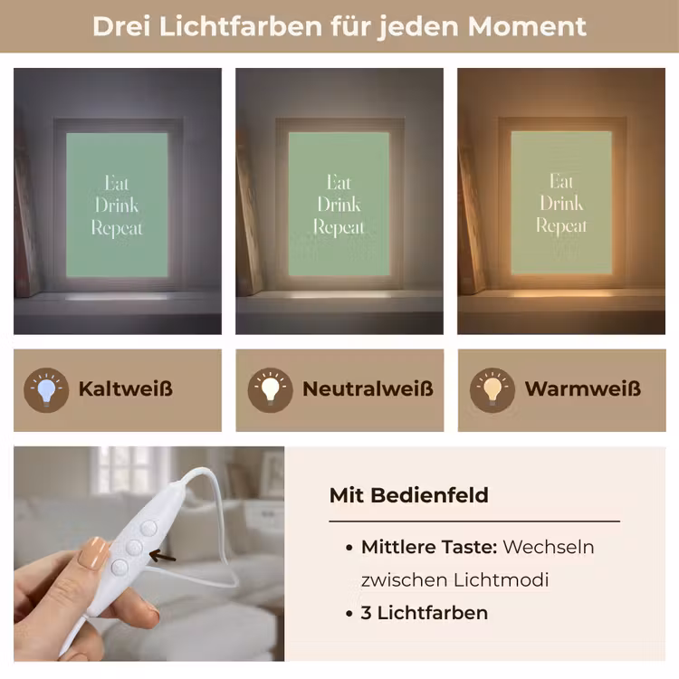 Eten - Drinken - Tekst - Mintgroen Light Box met kabel (Tafellamp) klein -USP_lichtkleurDE