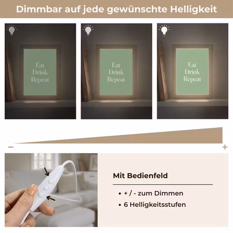 Eten - Drinken - Tekst - Mintgroen Light Box met kabel (Tafellamp) klein -USP_dimbaarDE