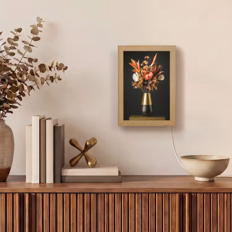 Exotisch - Boeket - Vaas - Goud Light Box met kabel (Tafellamp) klein -sfeer2