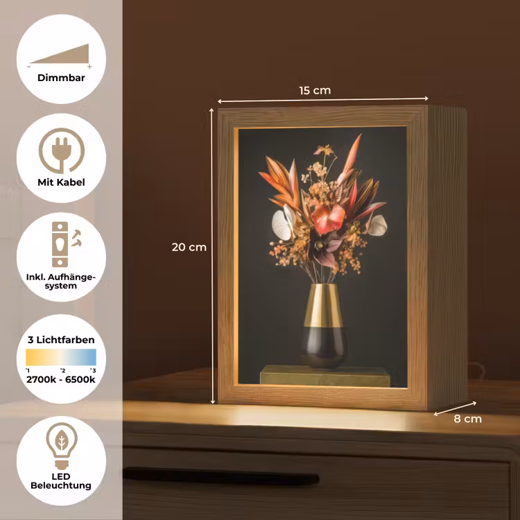Exotisch - Boeket - Vaas - Goud Light Box met kabel (Tafellamp) klein -USP_DE