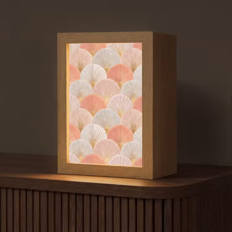 Waaiers - Goud - Roze Light Box met kabel (Tafellamp) klein 925 -z3d_website