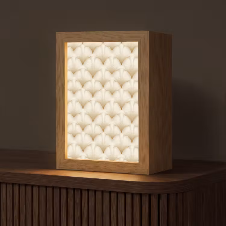 Waaier - Motief - Goud Light Box met kabel (Tafellamp) klein 925 -z3d_website