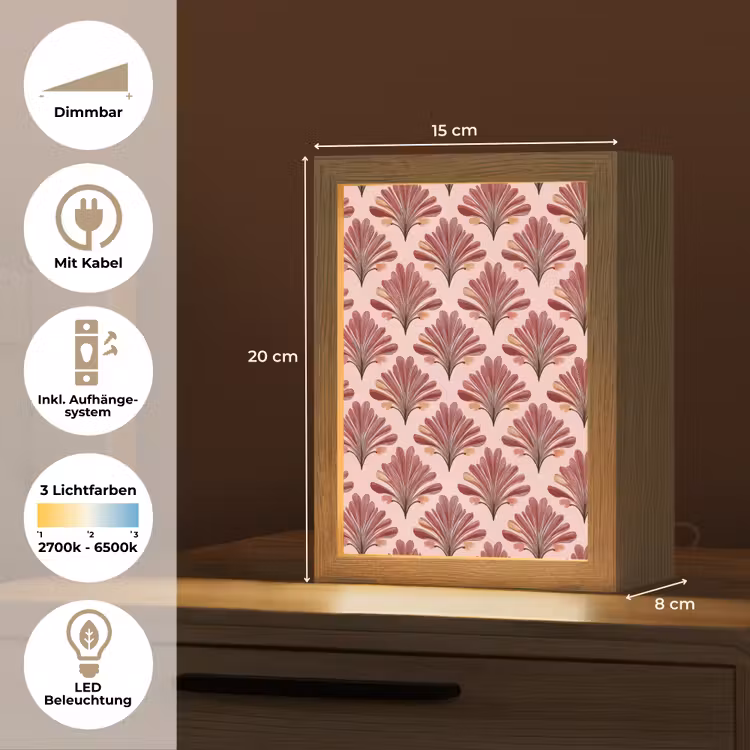 Waaier - Roze - Rood Light Box met kabel (Tafellamp) klein 925 -USP_DE