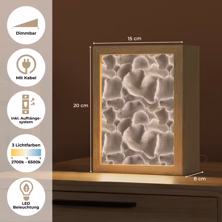 Waaiervorm - Beige - Vezel textuur Light Box met kabel (Tafellamp) klein 925 -USP_DE