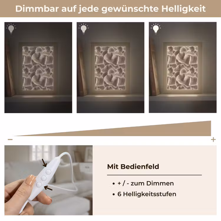 Waaiervorm - Beige - Vezel textuur Light Box met kabel (Tafellamp) klein 925 -USP_dimbaarDE