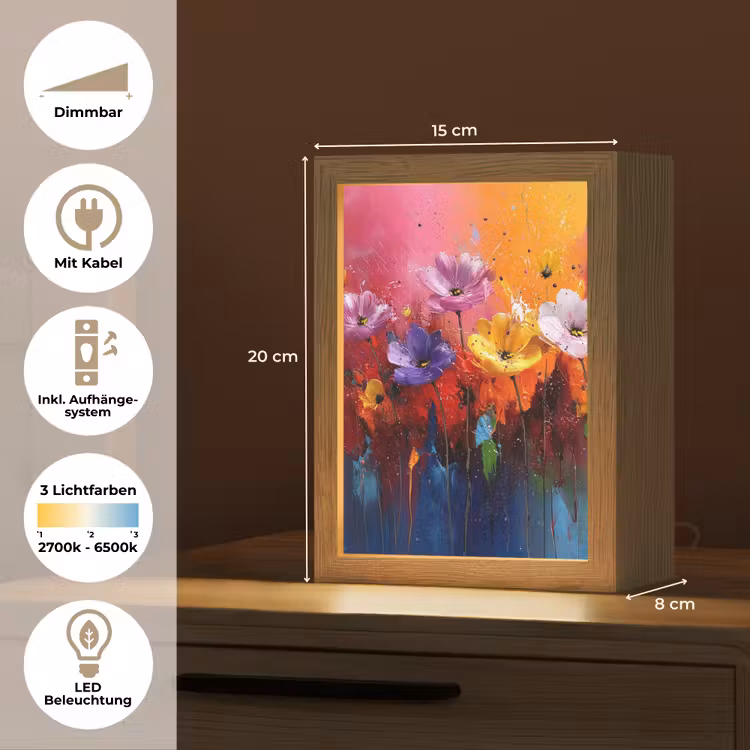 Fantasiebloemen - Verf - Speels Light Box met kabel (Tafellamp) klein -USP_DE