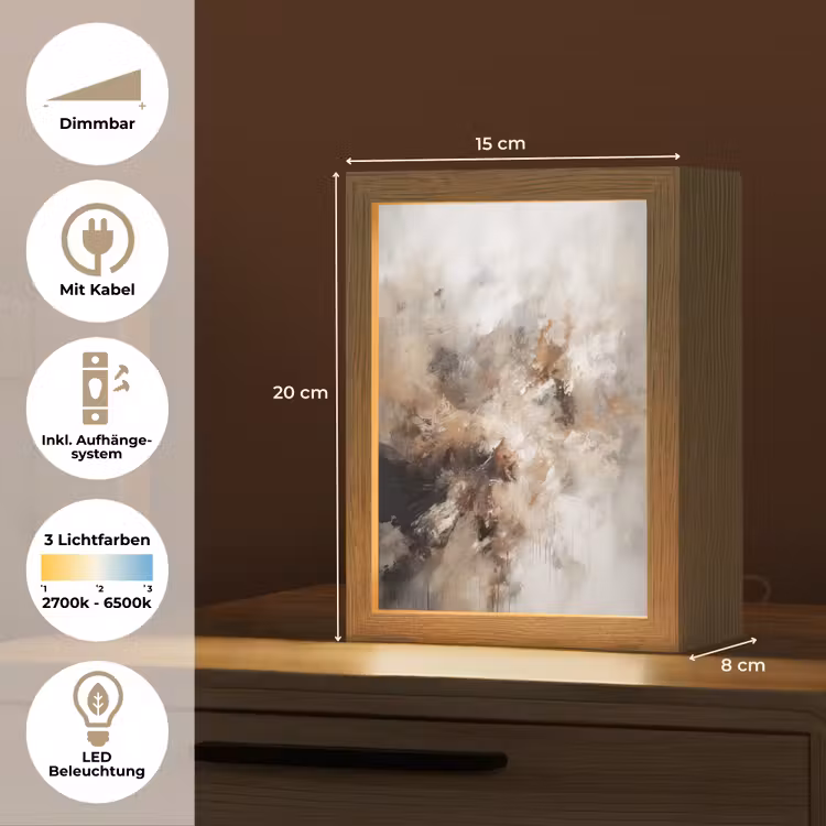 Verf - Abstract - Beige - Kunst Light Box met kabel (Tafellamp) klein -USP_DE