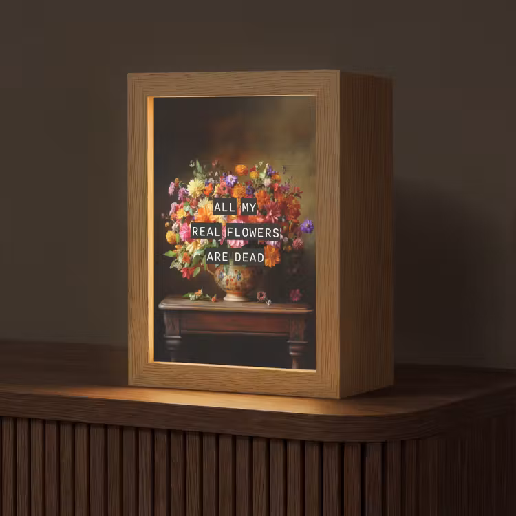 Kleur - Bloemen - Vintage - Bloemenvaas Light Box met kabel (Tafellamp) klein -z3d_website