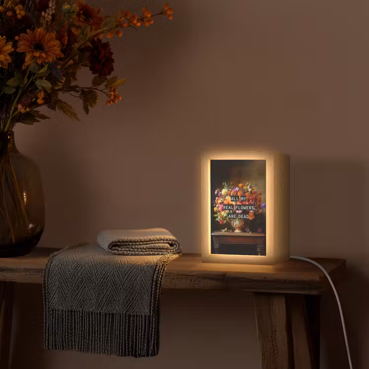 Kleur - Bloemen - Vintage - Bloemenvaas Light Box met kabel (Tafellamp) klein -sfeer4
