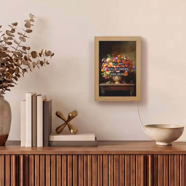 Kleur - Bloemen - Vintage - Bloemenvaas Light Box met kabel (Tafellamp) klein -sfeer2