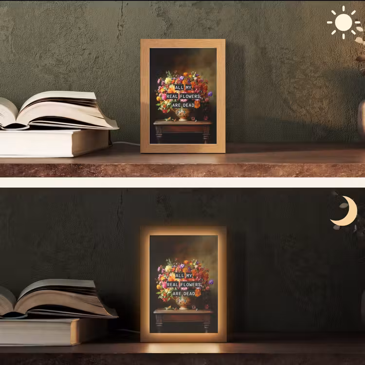 Kleur - Bloemen - Vintage - Bloemenvaas Light Box met kabel (Tafellamp) klein -sfeer3