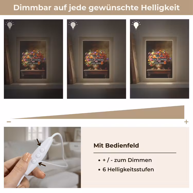 Kleur - Bloemen - Vintage - Bloemenvaas Light Box met kabel (Tafellamp) klein -USP_dimbaarDE