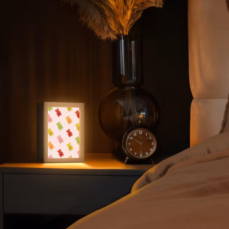 Kleur - Snoep - Roze Light Box met kabel (Tafellamp) klein -sfeer1