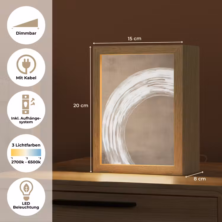 Verf - Bruin - Japandi Light Box met kabel (Tafellamp) klein -USP_DE