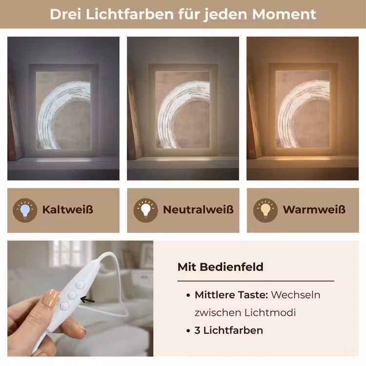 Verf - Bruin - Japandi Light Box met kabel (Tafellamp) klein -USP_lichtkleurDE