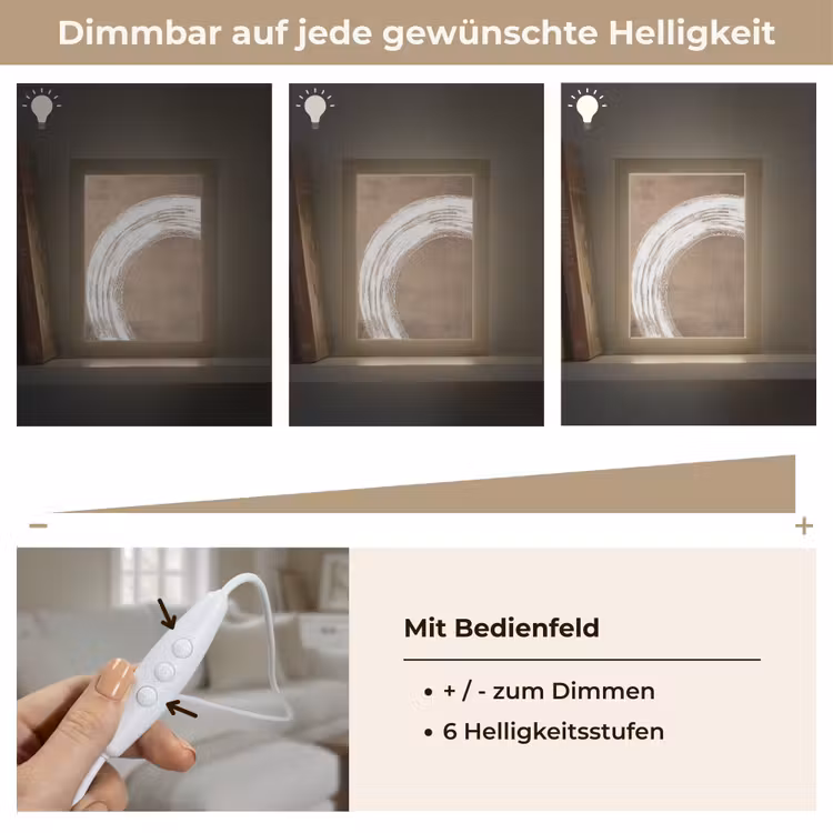 Verf - Bruin - Japandi Light Box met kabel (Tafellamp) klein -USP_dimbaarDE