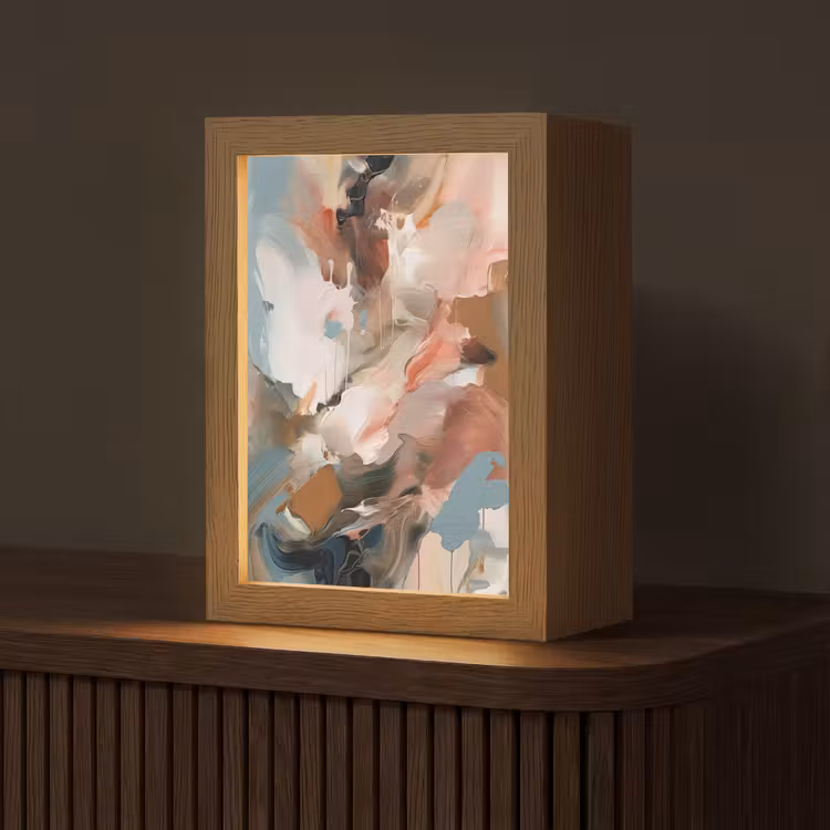 Verf - Kleuren - Abstract - Kunst Light Box met kabel (Tafellamp) klein -z3d_website