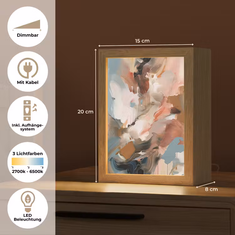 Verf - Kleuren - Abstract - Kunst Light Box met kabel (Tafellamp) klein -USP_DE