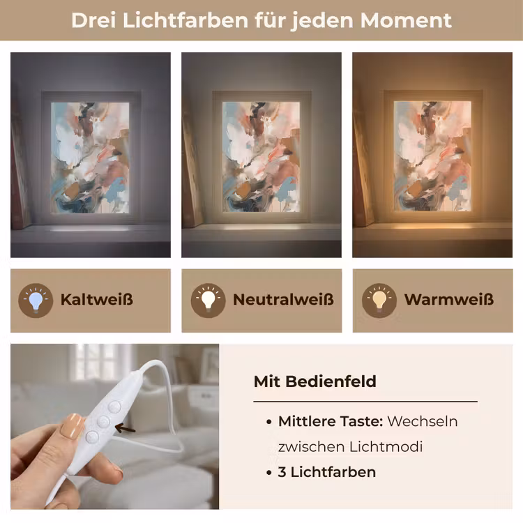 Verf - Kleuren - Abstract - Kunst Light Box met kabel (Tafellamp) klein -USP_lichtkleurDE