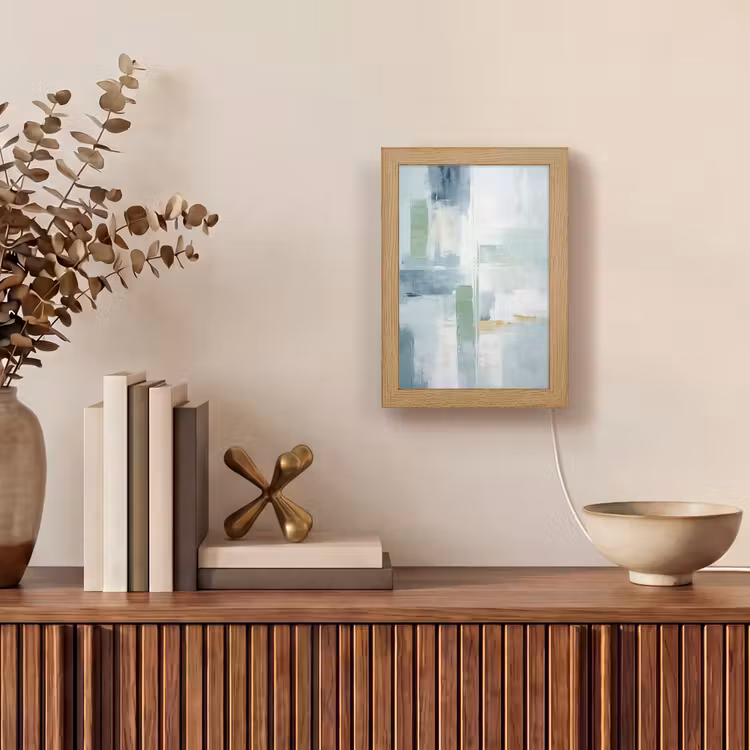 Verf - Moderne kunst - Abstract - Grijs Light Box met kabel (Tafellamp) klein -sfeer2