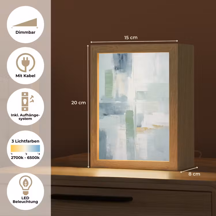 Verf - Moderne kunst - Abstract - Grijs Light Box met kabel (Tafellamp) klein -USP_DE