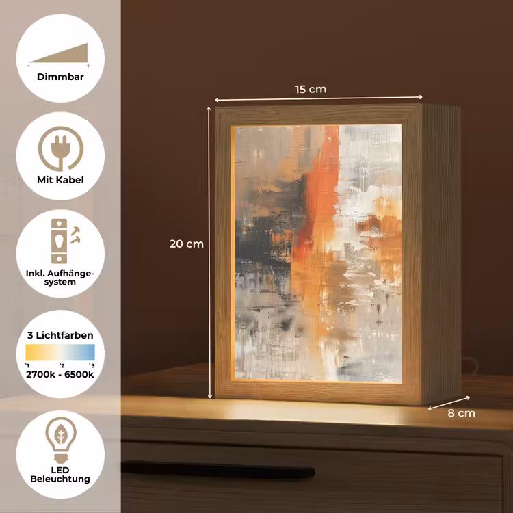 Verf - Patroon - Modern - Kunst Light Box met kabel (Tafellamp) klein -USP_DE