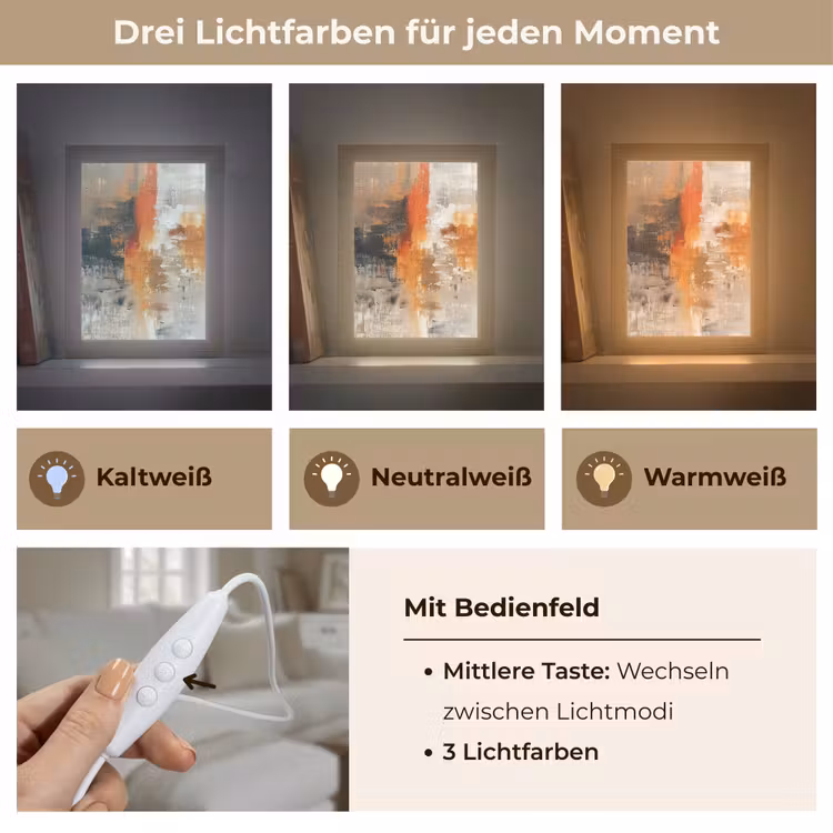 Verf - Patroon - Modern - Kunst Light Box met kabel (Tafellamp) klein -USP_lichtkleurDE