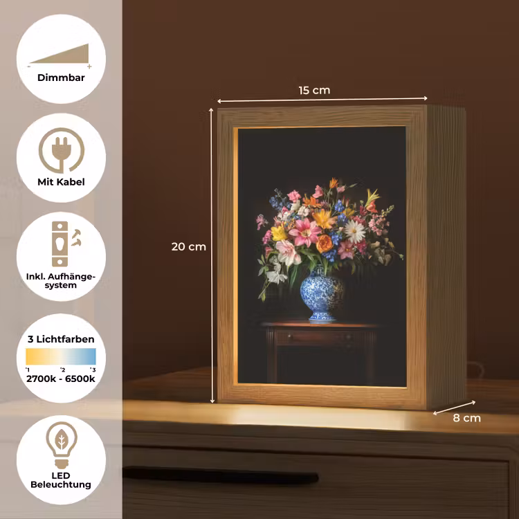 Kleur - Vaas - Bloemen - Boeket Light Box met kabel (Tafellamp) klein -USP_DE