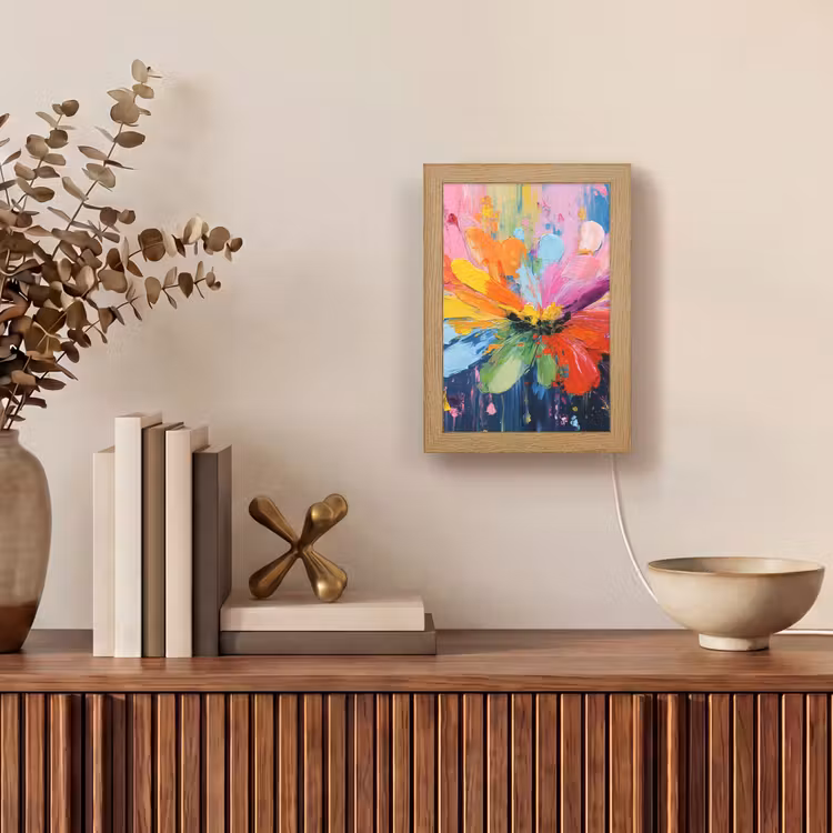 Kleuruitbarsting - Expressieve sfeer - Bloem Light Box met kabel (Tafellamp) klein -sfeer2