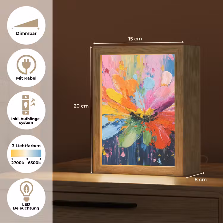 Kleuruitbarsting - Expressieve sfeer - Bloem Light Box met kabel (Tafellamp) klein -USP_DE