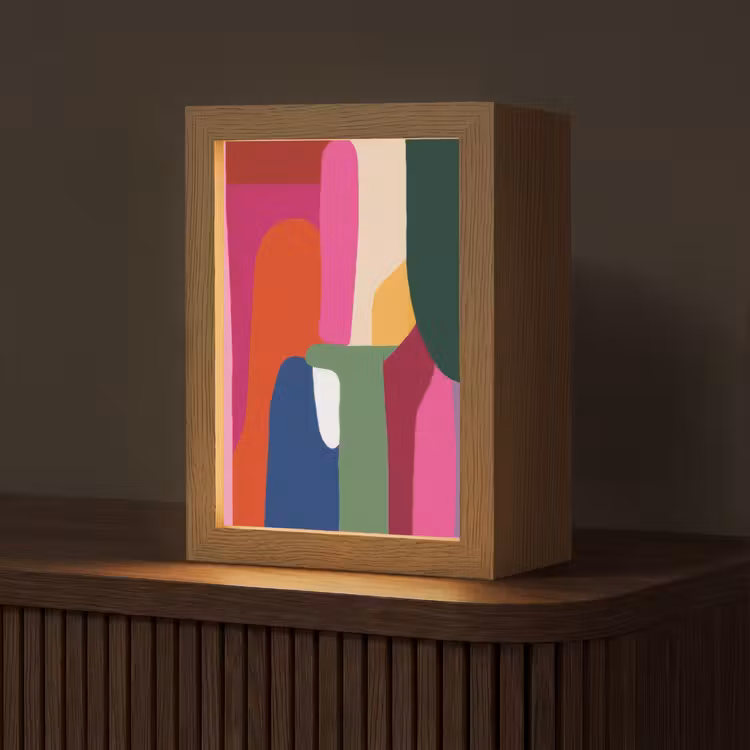 Kleurvakken - Recht - Rond - Abstract Light Box met kabel (Tafellamp) klein -z3d_website