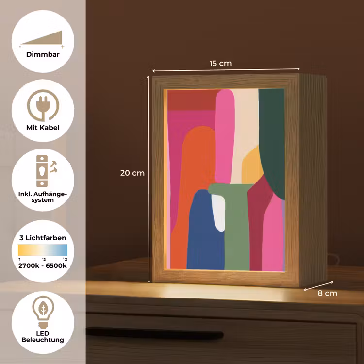 Kleurvakken - Recht - Rond - Abstract Light Box met kabel (Tafellamp) klein -USP_DE