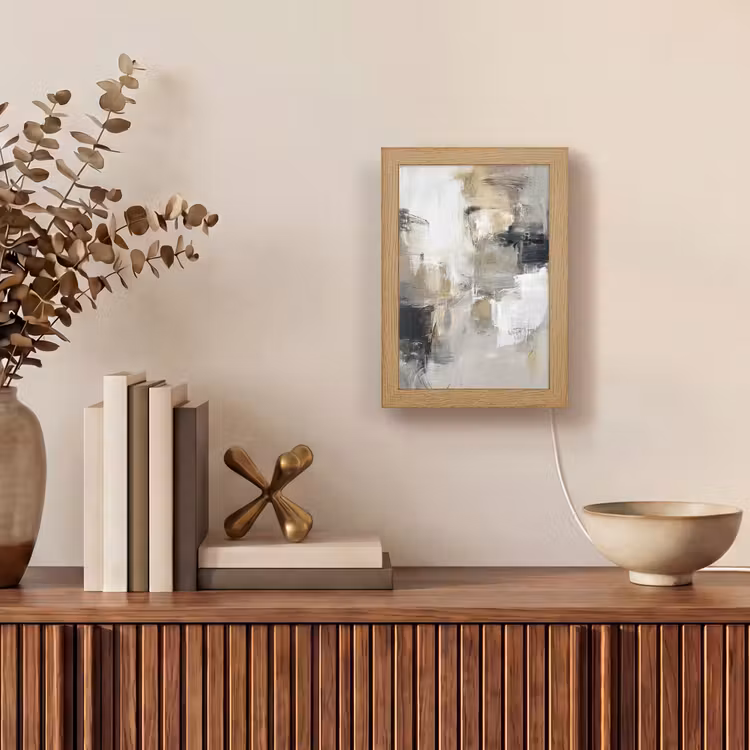 Kleurenpalet - Penseelstreken - Beige - Nevelig Light Box met kabel (Tafellamp) klein -sfeer2