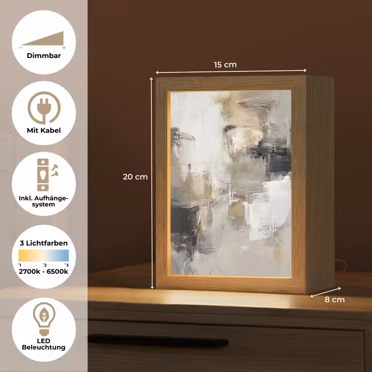 Kleurenpalet - Penseelstreken - Beige - Nevelig Light Box met kabel (Tafellamp) klein -USP_DE
