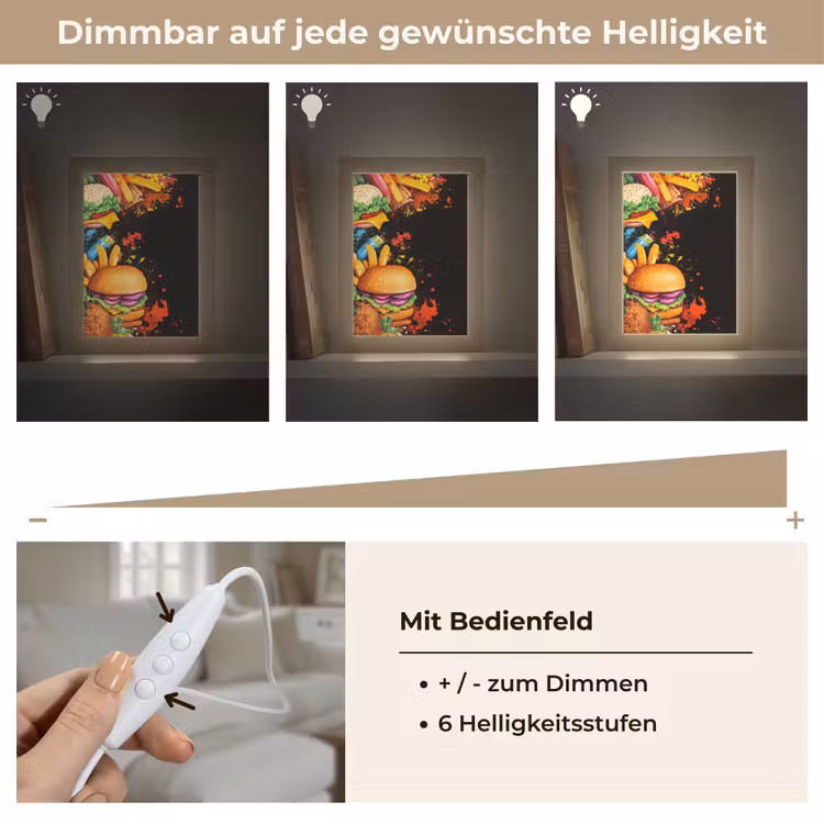 Fastfood - Graffiti - Hamburger - Eten - Modern Light Box met kabel (Tafellamp) klein -USP_dimbaarDE