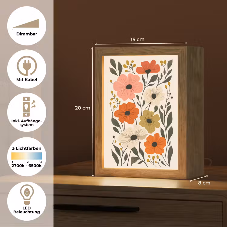 Veldbloemen - Stengels - Blaadjes - Groen Light Box met kabel (Tafellamp) klein -USP_DE
