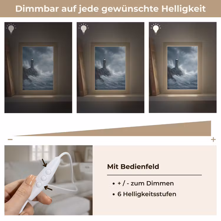 Rotsen - Vuurtoren - Golven - Klliffen Light Box met kabel (Tafellamp) klein -USP_dimbaarDE
