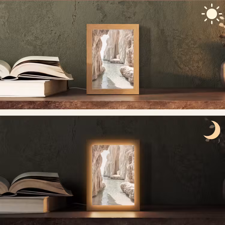 Rotsen - Zee - Zand - Kloof Light Box met kabel (Tafellamp) klein -sfeer3